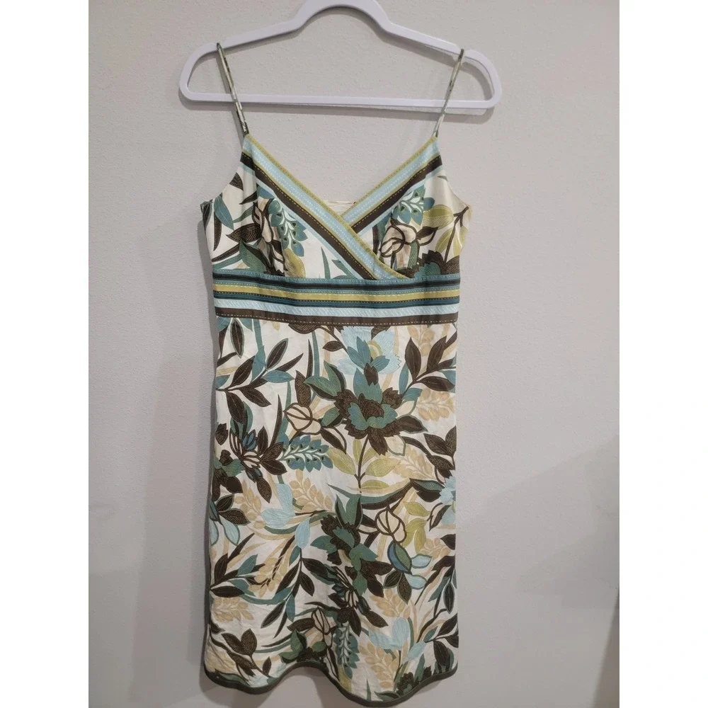 Ann Taylor Womens 10 Floral Print‎ Spaghetti Strap Lined Cotton Short Dress